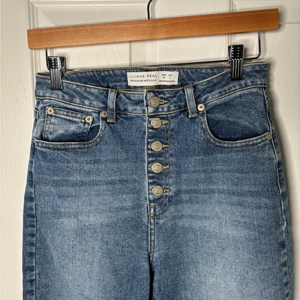 Liliana Real High Waist Button Fly Cropped Jeans 2 - Picture 2 of 5